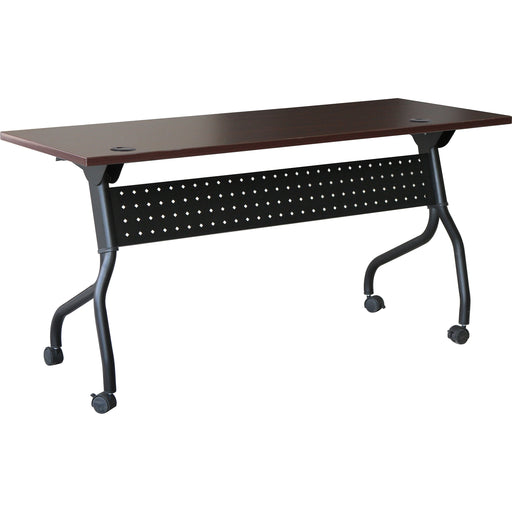 Lorell Preference Flip and Nest Training Table - Rectangle Top - Four Leg Base - 4 Legs - 60" Table Top Width x 23.60" Table Top Depth - 29.50" Height x 59" Width x 23.63" Depth - Assembly Required - Black, Mahogany - Melamine, Nylon - 1 Each