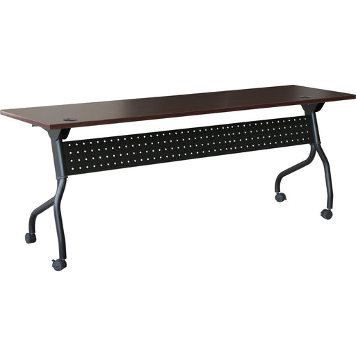 Lorell Preference Flip and Nest Training Table - Rectangle Top - Four Leg Base - 4 Legs - 72" Table Top Width x 23.60" Table Top Depth - 29.50" Height x 70.88" Width x 23.63" Depth - Assembly Required - Black, Mahogany - Melamine, Nylon - 1 Each