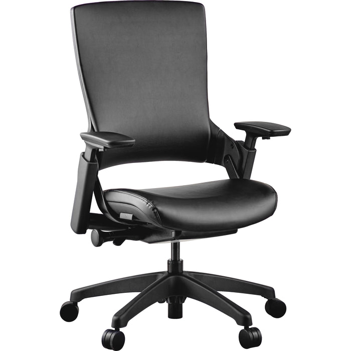 Lorell Serenity Series Executive Multifunction High-back Chair - Black Seat Color - Leather Seat Material - Leather Back Material - High Back - 1 Each