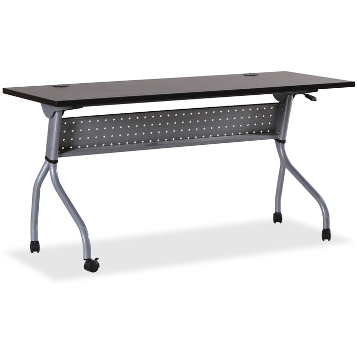 Lorell Preference Flip and Nest Training Table - Rectangle Top - Four Leg Base - 4 Legs - 60" Table Top Width x 23.50" Table Top Depth - 29.50" Height x 59" Width x 23.63" Depth - Assembly Required - Espresso, Silver - Melamine, Nylon - 1 Each