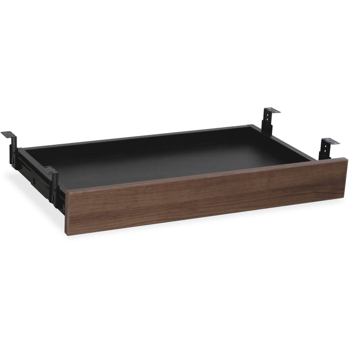 Lorell Universal Center Drawer - 28.35" Length x 16.73" Width x 5.12" Height - Durable - MFC, Polyvinyl Chloride (PVC), Steel - Walnut, Laminate - 1 Each