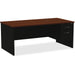 Lorell Fortress Modular Series Right-Pedestal Desk - 72" Width x 36" Depth, x 1.1" Thickness Top - Total Drawer(s): 2 - Single Pedestal on Right Side - Material: Steel - Finish: Walnut Laminate, Black - Scratch Resistant, Stain Resistant, Ball-bearing Sus