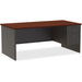 Lorell Fortress Modular Series Right-Pedestal Desk - 72" Width x 36" Depth, x 1.1" Thickness Top - Total Drawer(s): 2 - Single Pedestal on Right Side - Material: Steel - Finish: Mahogany Laminate, Charcoal - Scratch Resistant, Stain Resistant, Ball-bearin