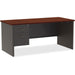 Lorell Fortress Modular Series Left-Pedestal Desk - 66" Width x 30" Depth, x 1.1" Thickness Top - Total Drawer(s): 2 - Single Pedestal on Left Side - Material: Steel - Finish: Mahogany Laminate, Charcoal - Scratch Resistant, Stain Resistant, Ball-bearing