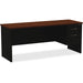 Lorell Fortress Modular Series Right-pedestal Credenza - 72" Width x 24" Depth, x 1.1" Thickness Top - Total Drawer(s): 2 - Single Pedestal on Right Side - Material: Steel - Finish: Walnut Laminate, Black - Scratch Resistant, Stain Resistant, Ball-bearing