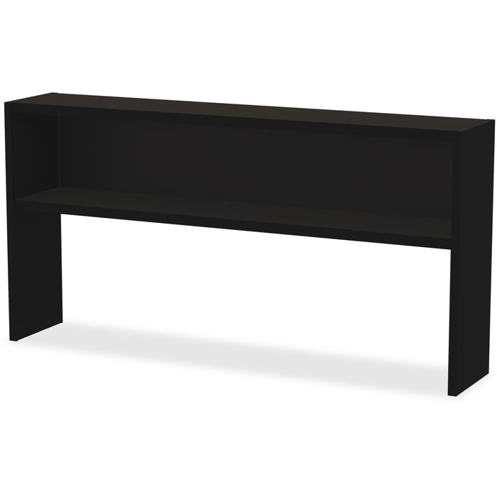 Lorell Fortress Modular Series Stack-on Hutch - x 72" Width - Material: Steel - Finish: Black - Grommet, Cord Management - 1 Each