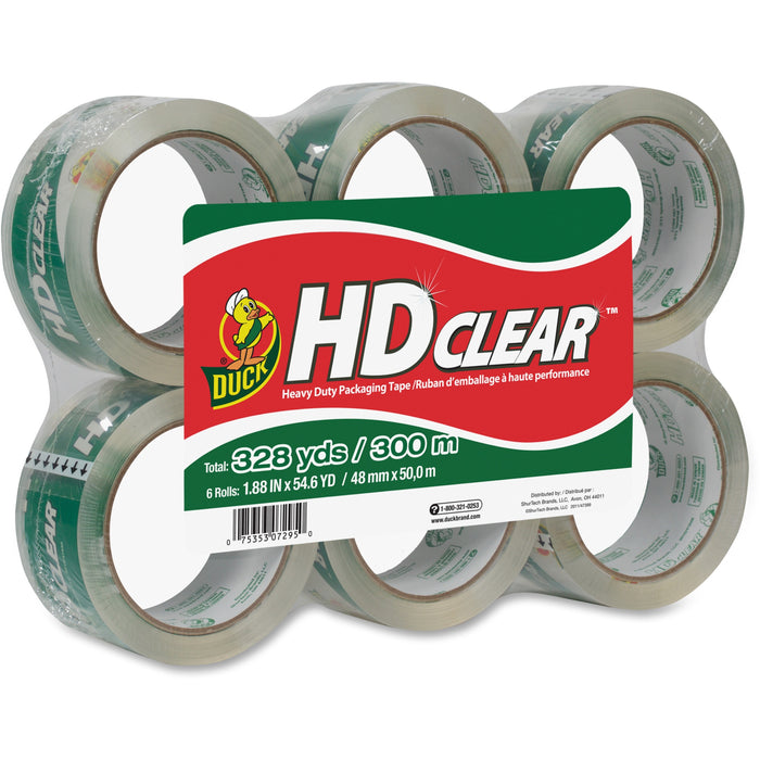 Duck Packaging Tape - 54.60 yd Length x 1.88" Width - Clear - Acrylic - 6 / Pack