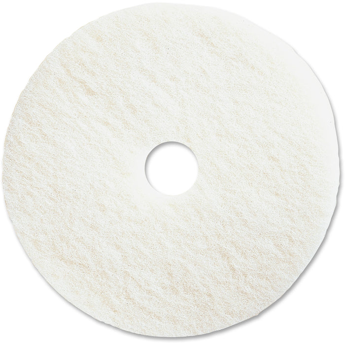 Genuine Joe Polishing Floor Pad - 13" Diameter x 1" Thickness - Floor, Polishing - 350 rpm Maximum Speed Supported - Resilient, Flexible, Non-abrasive, Dirt Remover, Rotate - Resin, Fiber - White - 5 / Carton