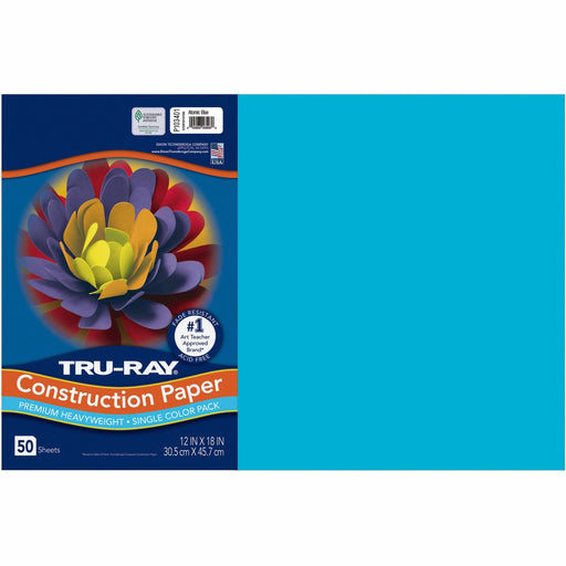 Tru-Ray Construction Paper - Art Project - 18" Width x 12" Length - Atomic Blue - Sulphite - 1 Pack