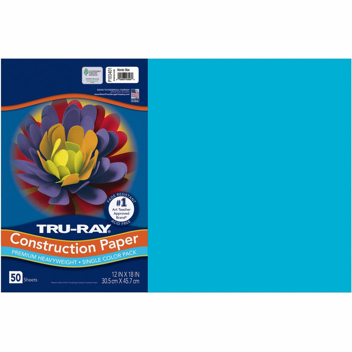 Tru-Ray Construction Paper - Art Project - 18" Width x 12" Length - Atomic Blue - Sulphite - 1 Pack