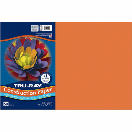 Tru-Ray Construction Paper - Art Project - 18" Width x 12" Length - Electric Orange - Sulphite - 1 Pack