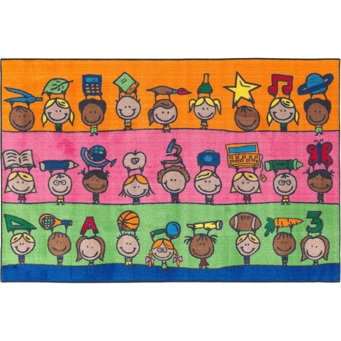 Flagship Carpets Easy Care Fun At School Rug - Floor Rug - 96" Length x 60" Width - Multicolor - Nylon