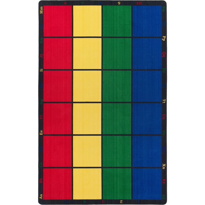 Flagship Carpets Learning Grid Seating Rug - Floor Rug - 12 ft Length x 90" Width - Multicolor - Nylon