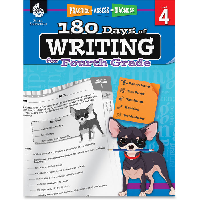 Shell Education 4th Grade 180 Days of Writing Book Printed Book - 216 Pages - Shell Educational Publishing Publication - Book - Grade 4 - 1 Each