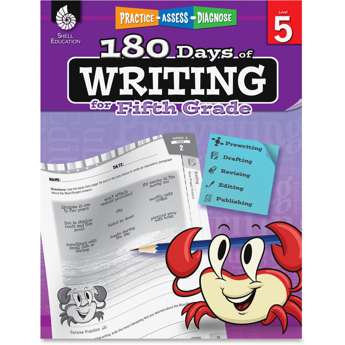 Shell Education 5th Grade 180 Days of Writing Book Printed Book - 224 Pages - Shell Educational Publishing Publication - Book - Grade 5 - 1 Each