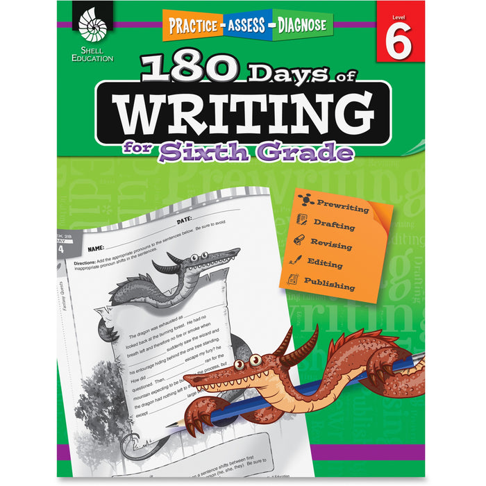 Shell Education 6th Grade 180 Days of Writing Book Printed Book - 224 Pages - Shell Educational Publishing Publication - Book - Grade 6 - 1 Each
