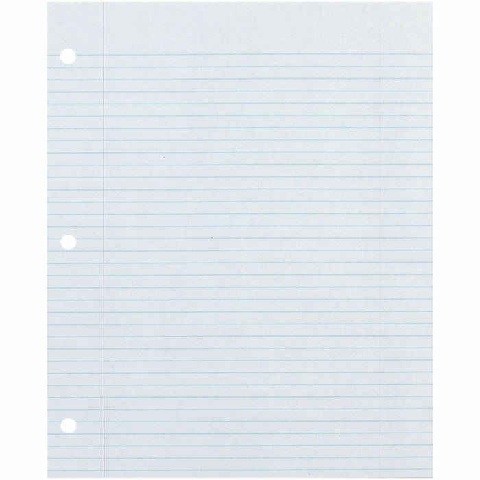 Ecology Recycled Filler Paper - 500 Sheets - College Ruled Front Ruling - 0.28" Ruled - Red Margin - 3 Hole(s) - Letter - 8 1/2" x 11" Sheet Size - White Paper - Eco-friendly, Recyclable, Acid-free, Chlorine-free, Hole-punched - Recycled - 1 Pack