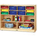 Jonti-Craft Colored Bins Combo Mobile Storage Unit - 15 Compartment(s) - 35.50" Height x 48" Width x 15" Depth - Wood Grain - 1 Each