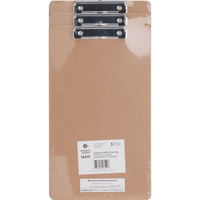 Business Source Legal-size Clipboard - 8 1/2" x 14" Sheet Size - Hardboard - Brown - 3 / Pack
