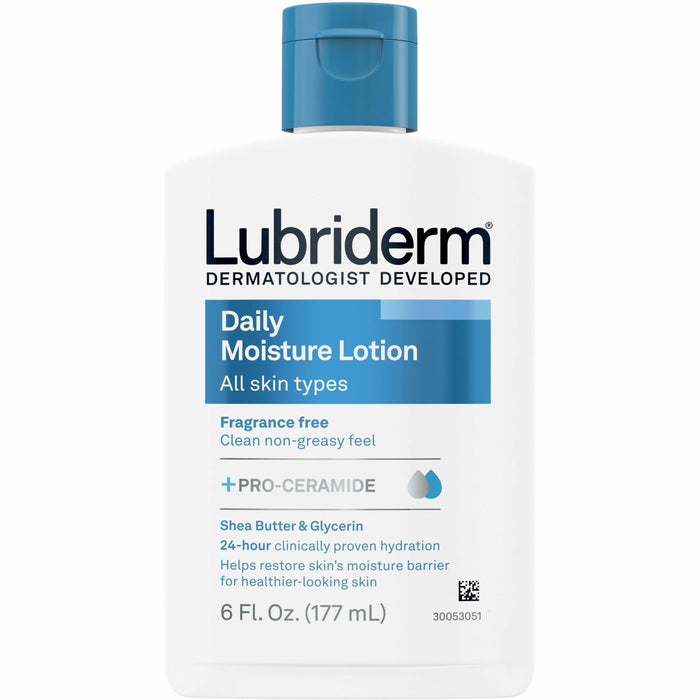 Lubriderm Daily Moisture Skin Lotion - Lotion - 6 fl oz - Non-fragrance - For Dry Skin - Applicable on Hand and Body - Fragrance-free, Moisturising, Non-greasy Flip Top Dispenser - 1 Each