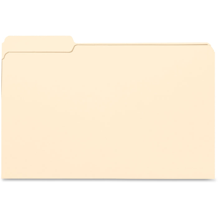 Business Source 1/3 Tab Cut Legal Recycled Top Tab File Folder - 8 1/2" x 14" - 3/4" Expansion - 11 pt. - Manila - 10% Recycled - 100 / Box