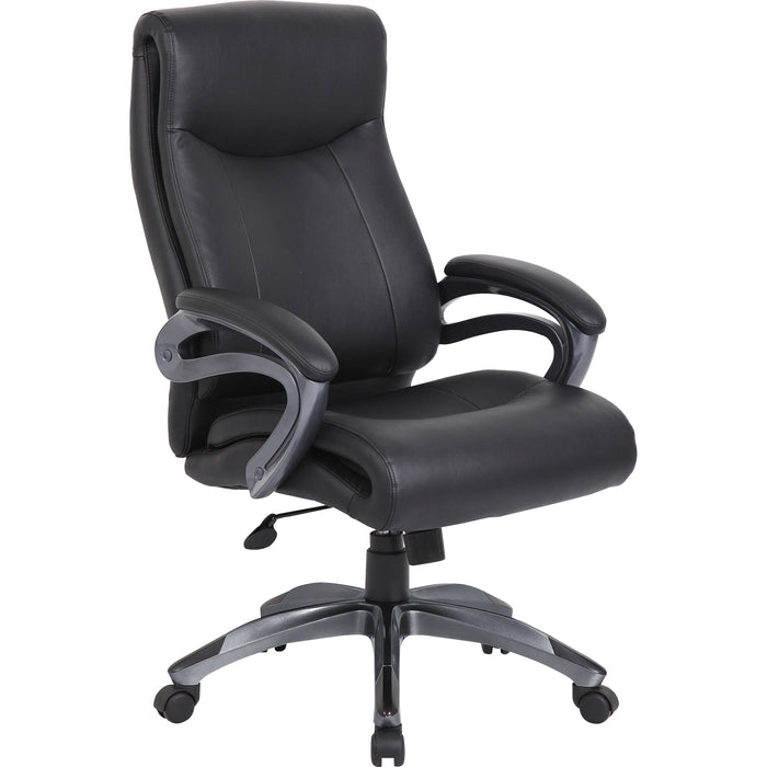 Boss B8661 Executive Chair - Black Seat Color - LeatherPlus Seat Material - Gray Back Color - Leather Back Material - Black, Gray Frame Color - Nylon Frame Material - 5-star Base - 1 Each