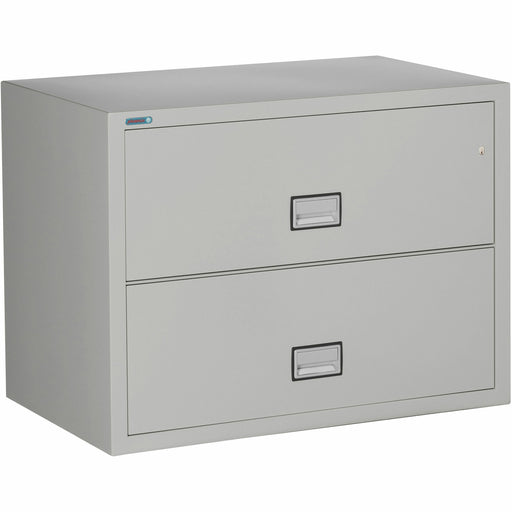 Phoenix World Class Lateral File - 2-Drawer - 38.8" Width x 23.6" Depth x 28.8" Height - 2 x Drawer(s) for File - Lateral - Impact Resistant, Fire Resistant, Explosion Resistant, Security Lock - Light Gray - 1 Each