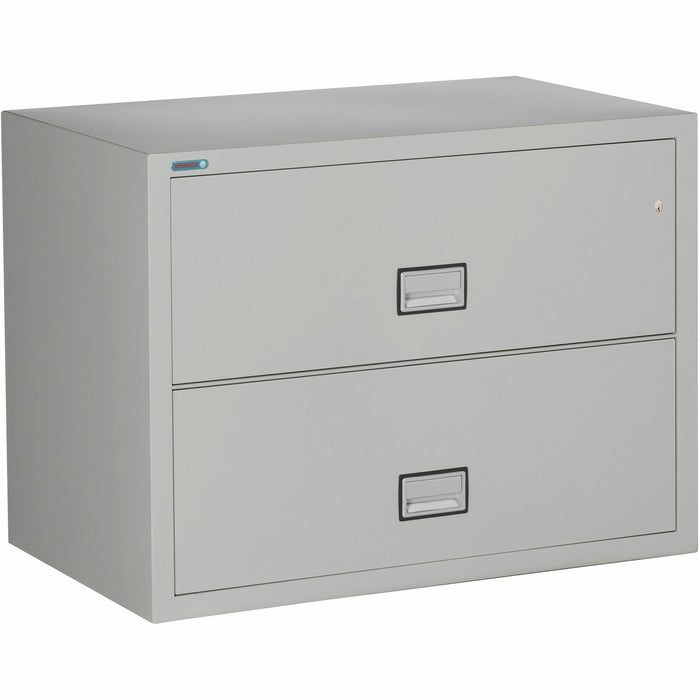 Phoenix World Class Lateral File - 2-Drawer - 38.8" Width x 23.6" Depth x 28.8" Height - 2 x Drawer(s) for File - Lateral - Impact Resistant, Fire Resistant, Explosion Resistant, Security Lock - Light Gray - 1 Each
