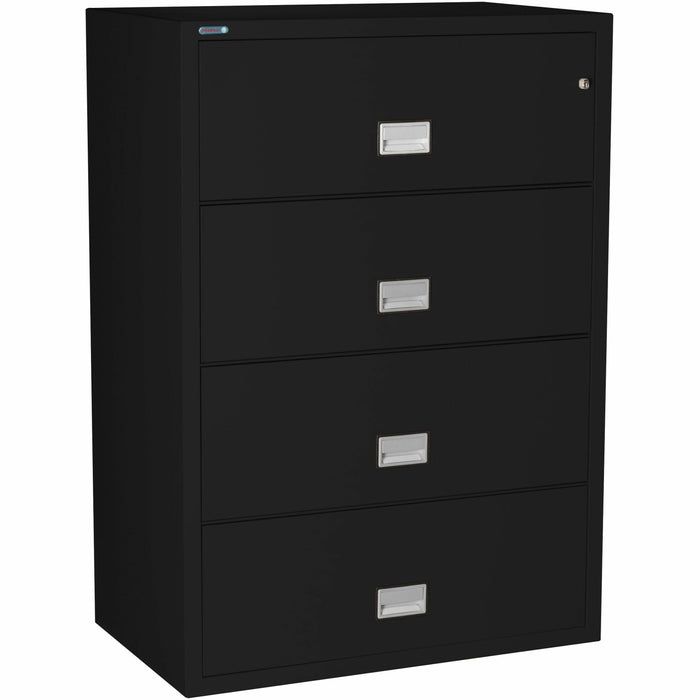 Phoenix World Class Lateral File - 4-Drawer - 38.9" Width x 23.6" Depth x 54.7" Height - 4 x Drawer(s) for File - Lateral - Fire Resistant, Explosion Resistant, Impact Resistant, Security Lock - Black - 1 Each