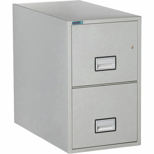 Phoenix World Class Vertical File - 2-Drawer - 16.9" Width x 31" Depth x 28" Height - 2 x Drawer(s) for File - Letter - Vertical - Fire Resistant, Explosion Resistant, Impact Resistant, Security Lock - Light Gray - 1 Each