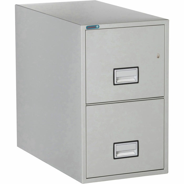 Phoenix World Class Vertical File - 2-Drawer - 16.9" Width x 31" Depth x 28" Height - 2 x Drawer(s) for File - Letter - Vertical - Fire Resistant, Explosion Resistant, Impact Resistant, Security Lock - Light Gray - 1 Each