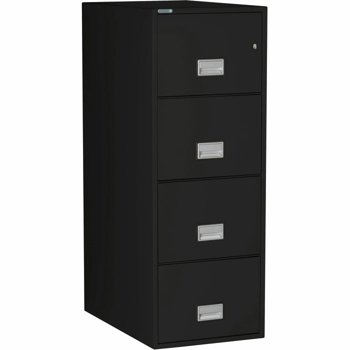 Phoenix World Class Vertical File - 4-Drawer - 19.9" Width x 31" Depth x 54" Height - 4 x Drawer(s) for File - Legal - Vertical - Fire Resistant, Explosion Resistant, Impact Resistant, Security Lock - Black - 1 Each