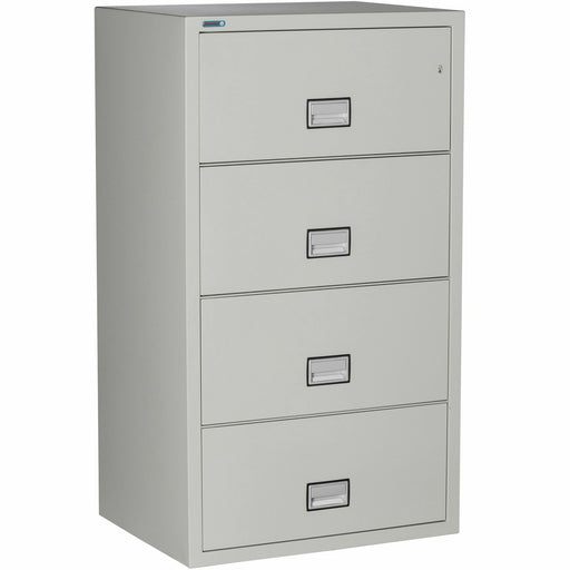Phoenix World Class Lateral File - 4-Drawer - 31" Width x 23.6" Depth x 54.7" Height - 4 x Drawer(s) for File - Lateral - Fire Resistant, Explosion Resistant, Impact Resistant, Security Lock - Light Gray - 1 Each