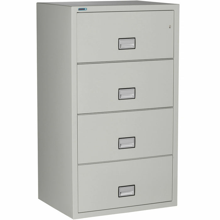 Phoenix World Class Lateral File - 4-Drawer - 31" Width x 23.6" Depth x 54.7" Height - 4 x Drawer(s) for File - Lateral - Fire Resistant, Explosion Resistant, Impact Resistant, Security Lock - Light Gray - 1 Each