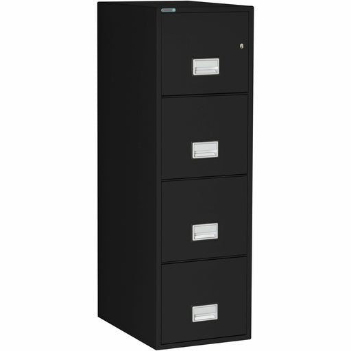 Phoenix World Class Vertical File - 4-Drawer - 25" Width x 16.9" Depth x 54" Height - 4 x Drawer(s) for File - Letter - Vertical - Fire Resistant, Explosion Resistant, Impact Resistant, Security Lock - Black - 1 Each