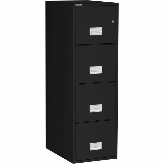 Phoenix World Class Vertical File - 4-Drawer - 25" Width x 16.9" Depth x 54" Height - 4 x Drawer(s) for File - Letter - Vertical - Fire Resistant, Explosion Resistant, Impact Resistant, Security Lock - Black - 1 Each