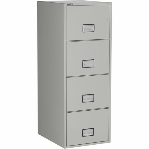 Phoenix World Class Vertical File - 4-Drawer - 25" Width x 19.9" Depth x 54" Height - 4 x Drawer(s) for File - Legal - Vertical - Fire Resistant, Explosion Resistant, Impact Resistant, Security Lock - Light Gray - 1 Each