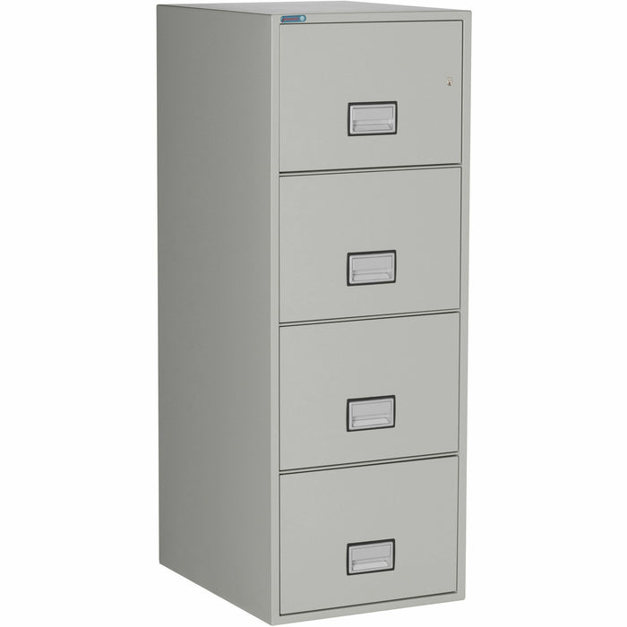 Phoenix World Class Vertical File - 4-Drawer - 25" Width x 19.9" Depth x 54" Height - 4 x Drawer(s) for File - Legal - Vertical - Fire Resistant, Explosion Resistant, Impact Resistant, Security Lock - Light Gray - 1 Each