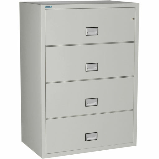 Phoenix World Class Lateral File - 4-Drawer - 38.9" Width x 23.6" Depth x 54.7" Height - 4 x Drawer(s) for File - Lateral - Fire Resistant, Explosion Resistant, Impact Resistant, Security Lock - Light Gray - 1 Each