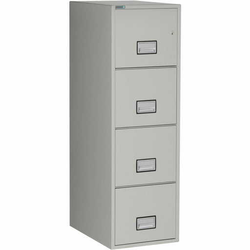 Phoenix World Class Vertical File - 4-Drawer - 16.9" Width x 25" Depth x 54" Height - 4 x Drawer(s) for File - Letter - Vertical - Fire Resistant, Explosion Resistant, Impact Resistant, Security Lock - Light Gray - 1 Each