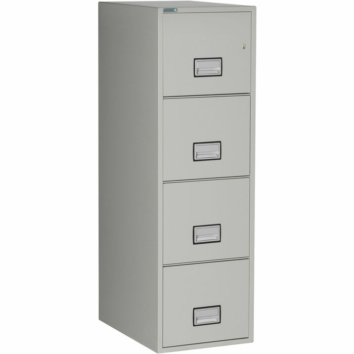 Phoenix World Class Vertical File - 4-Drawer - 16.9" Width x 25" Depth x 54" Height - 4 x Drawer(s) for File - Letter - Vertical - Fire Resistant, Explosion Resistant, Impact Resistant, Security Lock - Light Gray - 1 Each