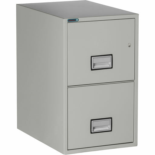 Phoenix World Class Vertical File - 2-Drawer - 16.9" Width x 25" Depth x 28" Height - 2 x Drawer(s) for File - Letter - Vertical - Fire Resistant, Explosion Resistant, Impact Resistant, Security Lock - Light Gray - 1 Each