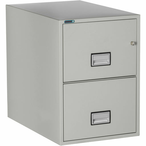 Phoenix World Class Vertical File - 2-Drawer - 19.9" Width x 31" Depth x 28" Height - 2 x Drawer(s) for File - Legal - Vertical - Fire Resistant, Explosion Resistant, Impact Resistant, Security Lock - Light Gray - 1 Each