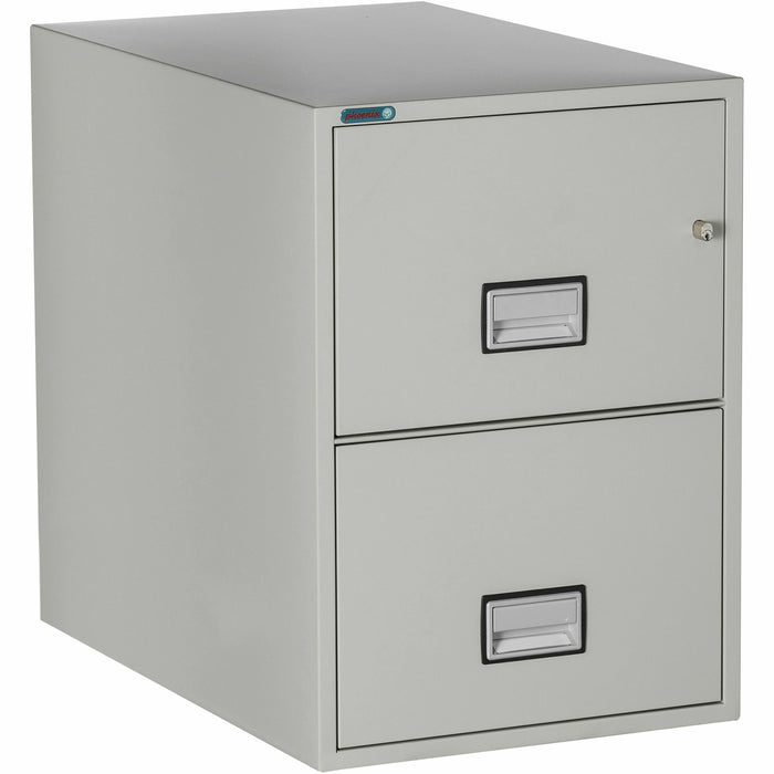 Phoenix World Class Vertical File - 2-Drawer - 19.9" Width x 31" Depth x 28" Height - 2 x Drawer(s) for File - Legal - Vertical - Fire Resistant, Explosion Resistant, Impact Resistant, Security Lock - Light Gray - 1 Each