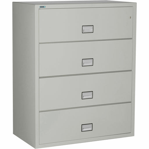 Phoenix World Class Lateral File - 4-Drawer - 44" Width x 23.6" Depth x 54.7" Height - 4 x Drawer(s) for File - Lateral - Fire Resistant, Explosion Resistant, Impact Resistant, Security Lock - Light Gray - 1 Each