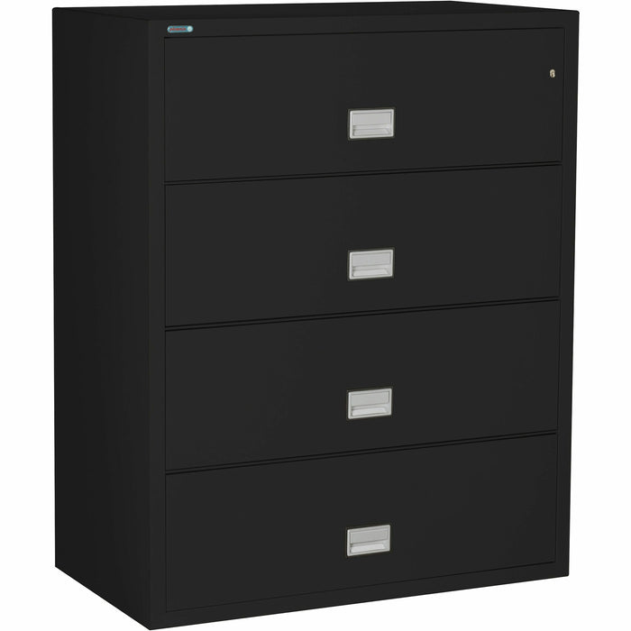 Phoenix World Class Lateral File - 4-Drawer - 44" Width x 23.6" Depth x 54.7" Height - 4 x Drawer(s) for File - Lateral - Fire Resistant, Explosion Resistant, Impact Resistant, Security Lock - Black - 1 Each