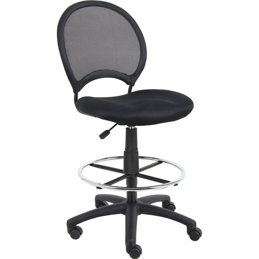Boss B16215 Drafting Chair - Black Seat Color - Mesh Seat Material - Black Back Color - Ballistic Nylon, Metal Back Material - Black, Chrome Frame Color - Nylon Frame Material - 5-star Base - 1 Each