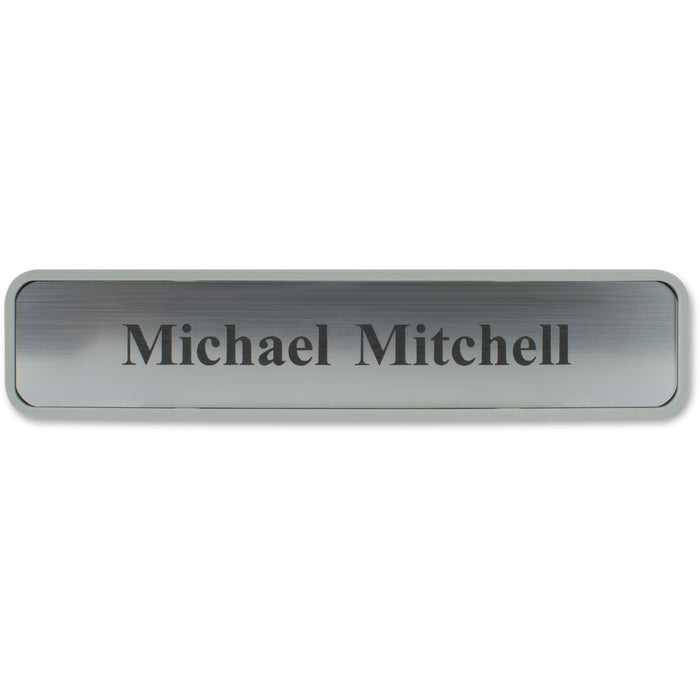 Xstamper Designer Framed Wall/Door Sign - 10" Holding Width x 2" Holding Height - Rectangular Shape - Wall, Door - Rounded Corner - Plastic - Gray - 1 Each
