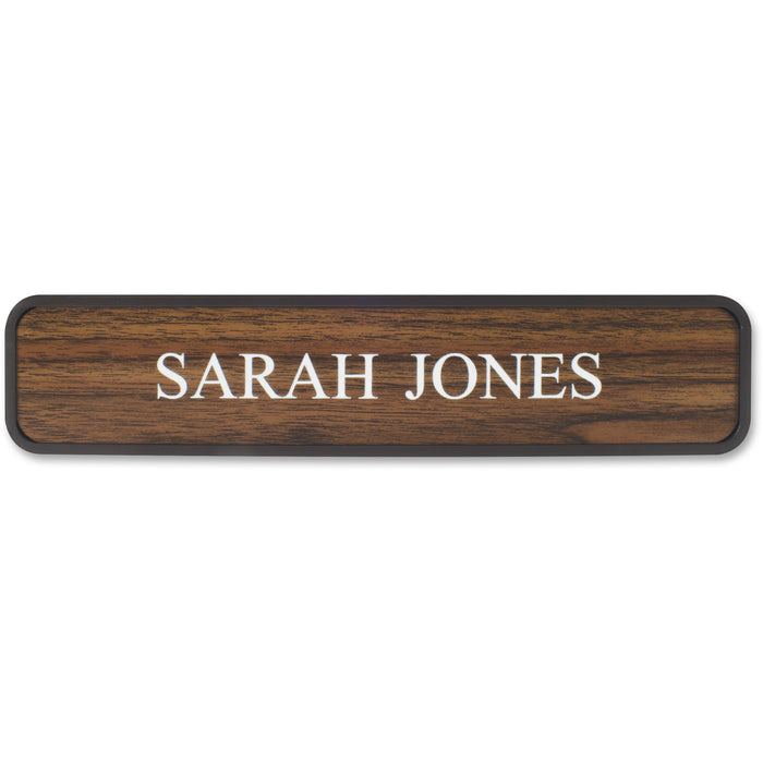 Xstamper Designer Framed Wall/Door Sign - 10" Holding Width x 2" Holding Height - Rectangular Shape - Wall, Door - Rounded Corner - Plastic - Brown - 1 Each