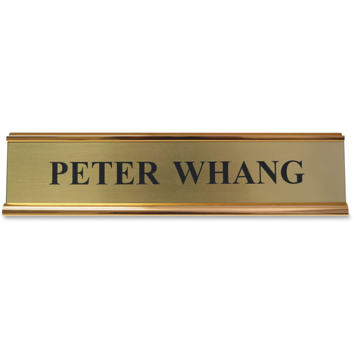 Xstamper Aluminum Double-sided Desk Holder - 10" Holding Width x 2" Holding Height - Rectangular Shape - Double Sided - Aluminum - Gold - 1 Each